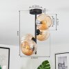 Koyoto ceiling light, globe light Amber, 4-light sources