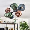 Ripoll ceiling light, globe light blue, green, coppery, 8-light sources