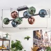 Ripoll ceiling light, globe light blue, green, coppery, 8-light sources