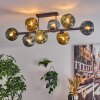 Ripoll ceiling light, globe light blue, gold, green, 8-light sources