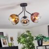Koyoto ceiling light, globe light 42 cm chrome, gold, clear, coppery, Smoke-coloured, 3-light sources