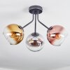 Koyoto ceiling light, globe light 42 cm chrome, gold, clear, coppery, Smoke-coloured, 3-light sources