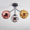 Ripoll ceiling light, globe light chrome, gold, coppery, Smoke-coloured, 3-light sources