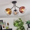 Koyoto ceiling light, globe light 42 cm gold, clear, coppery, Smoke-coloured, 3-light sources