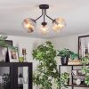 Koyoto ceiling light, globe light 42 cm Amber, clear, Smoke-coloured, 3-light sources