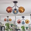 Ripoll ceiling light, globe light blue, gold, coppery, 3-light sources