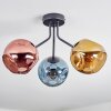 Ripoll ceiling light, globe light blue, gold, coppery, 3-light sources