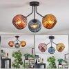 Koyoto ceiling light, globe light 42 cm blue, gold, coppery, 3-light sources