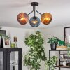 Koyoto ceiling light, globe light 42 cm blue, gold, coppery, 3-light sources
