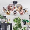 Koyoto ceiling light, globe light 82 cm chrome, gold, clear, coppery, Smoke-coloured, 7-light sources
