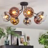 Koyoto ceiling light, globe light 82 cm chrome, gold, clear, coppery, Smoke-coloured, 7-light sources