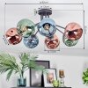 Ripoll ceiling light, globe light blue, green, coppery, 7-light sources