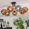 Ripoll ceiling light, globe light blue, gold, coppery, 7-light sources