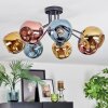 Ripoll ceiling light, globe light blue, gold, coppery, 7-light sources