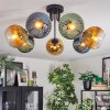 Koyoto ceiling light, globe light 82 cm blue, gold, green, clear, 7-light sources