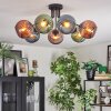 Koyoto ceiling light, globe light 82 cm blue, green, coppery, 7-light sources