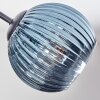 Koyoto ceiling light, globe light 82 cm blue, green, coppery, 7-light sources