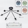 Koyoto ceiling light, globe light 82 cm blue, green, coppery, 7-light sources