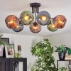 Koyoto ceiling light, globe light 82 cm blue, green, coppery, 7-light sources
