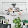 Ripoll ceiling light, globe light Amber, clear, Smoke-coloured, 7-light sources