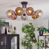 Ripoll ceiling light, globe light chrome, gold, clear, coppery, Smoke-coloured, 7-light sources