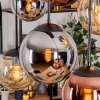 Gastor hanging light, globe light, pendant light Amber, chrome, coppery, Smoke-coloured, 6-light sources