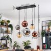 Gastor hanging light, globe light, pendant light Amber, chrome, coppery, Smoke-coloured, 6-light sources
