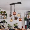 Gastor hanging light, globe light, pendant light Amber, chrome, coppery, Smoke-coloured, 6-light sources