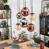 Gastor hanging light, globe light, pendant light Amber, chrome, coppery, Smoke-coloured, 6-light sources