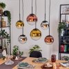 Gastor hanging light, globe light, pendant light chrome, gold, clear, coppery, Smoke-coloured, 6-light sources