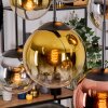 Gastor hanging light, globe light, pendant light chrome, gold, clear, coppery, Smoke-coloured, 6-light sources