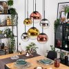 Gastor hanging light, globe light, pendant light chrome, gold, clear, coppery, Smoke-coloured, 6-light sources