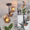 Ripoll ceiling light, globe light chrome, clear, Smoke-coloured, 4-light sources