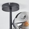 Ripoll ceiling light, globe light chrome, clear, Smoke-coloured, 4-light sources