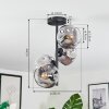 Ripoll ceiling light, globe light clear, Smoke-coloured, 4-light sources