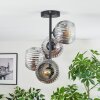 Ripoll ceiling light, globe light chrome, clear, Smoke-coloured, 4-light sources