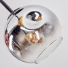 Ripoll ceiling light, globe light chrome, gold, clear, coppery, Smoke-coloured, 3-light sources