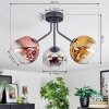 Ripoll ceiling light, globe light chrome, gold, clear, coppery, Smoke-coloured, 3-light sources