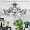 Koyoto ceiling light, globe light 82 cm clear, Smoke-coloured, 7-light sources