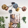 Ripoll ceiling light, globe light blue, gold, coppery, 6-light sources