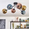 Ripoll ceiling light, globe light blue, gold, coppery, 6-light sources