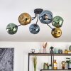 Ripoll ceiling light, globe light blue, gold, green, 6-light sources