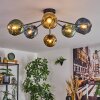 Ripoll ceiling light, globe light blue, gold, green, 6-light sources