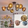 Koyoto ceiling light, globe light 85 cm blue, gold, coppery, 8-light sources