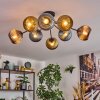 Koyoto ceiling light, globe light 85 cm blue, gold, coppery, 8-light sources
