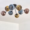 Koyoto ceiling light, globe light 85 cm blue, gold, coppery, 8-light sources