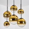 Gastor hanging light, globe light, pendant light gold, clear, 6-light sources