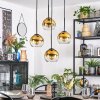 Koyoto hanging light, globe light, Cluster pendant lamp 35 cm gold, clear, 4-light sources