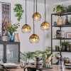 Koyoto hanging light, globe light, Cluster pendant lamp 35 cm gold, clear, 4-light sources