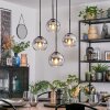 Koyoto hanging light, globe light, Cluster pendant lamp 35 cm chrome, clear, Smoke-coloured, 4-light sources